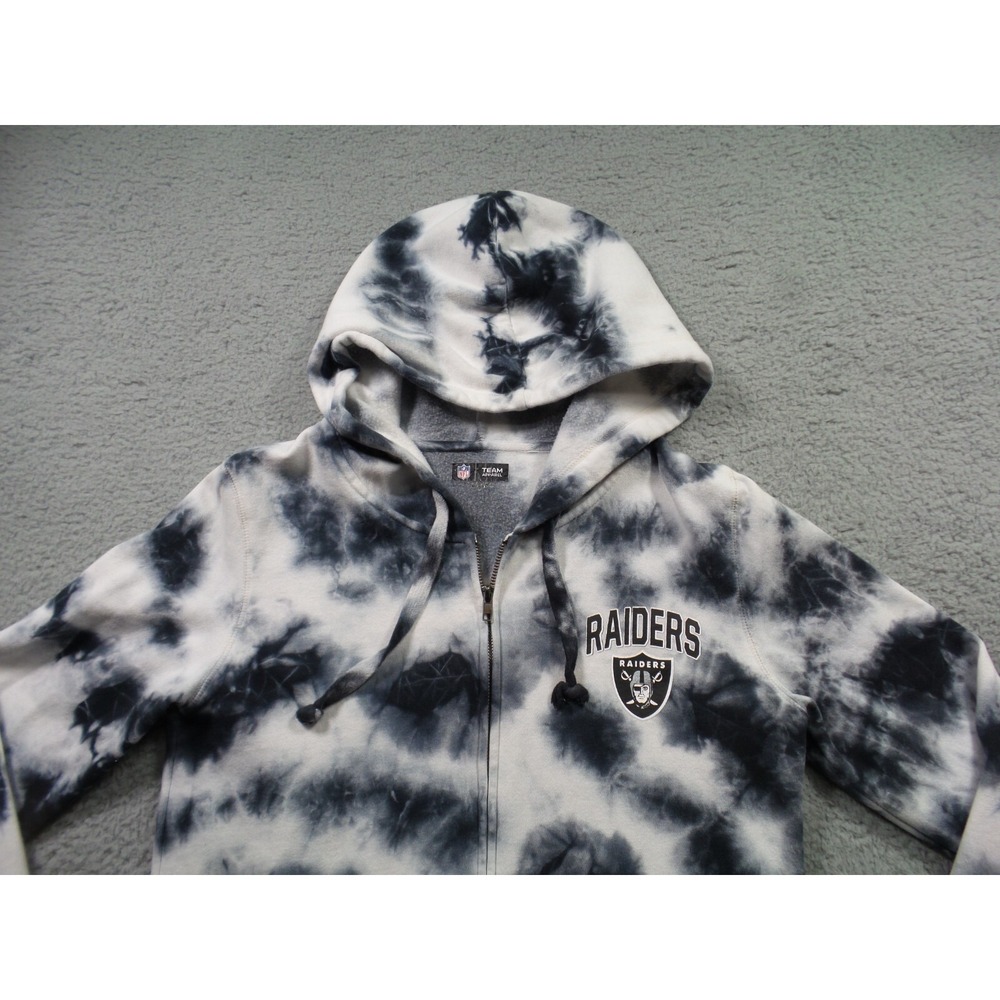 Raiders Sweatshirt Womens Size S White Black Tie Dye Full Zip NFL Team Apparel - Picture 3 of 14